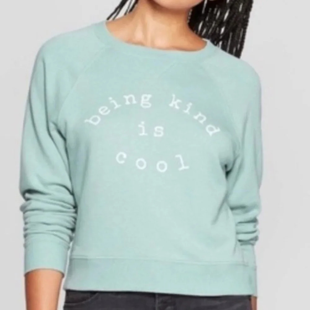 Grayson Threads Light Green Being Kind Is Cool Semi-Cropped Sweatshirt Size S